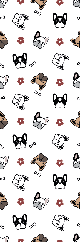 Bedroom vinyl rug with flowers and french bulldogs - TenStickers