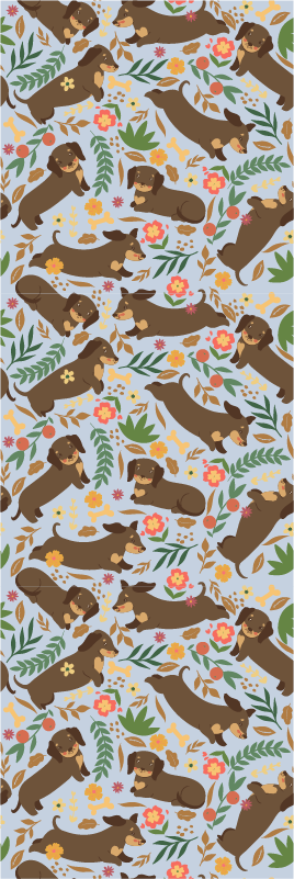 Bedroom vinyl rug with dachshund and flowers design - TenStickers