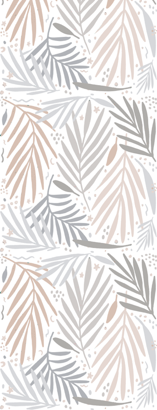 Nordic vinyl rug with white and gray leaf pattern - TenStickers