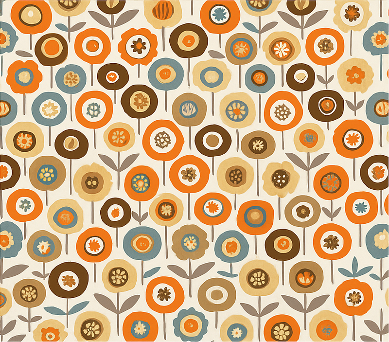 Nordic vinyl rug with colorful vintage flowers - TenStickers