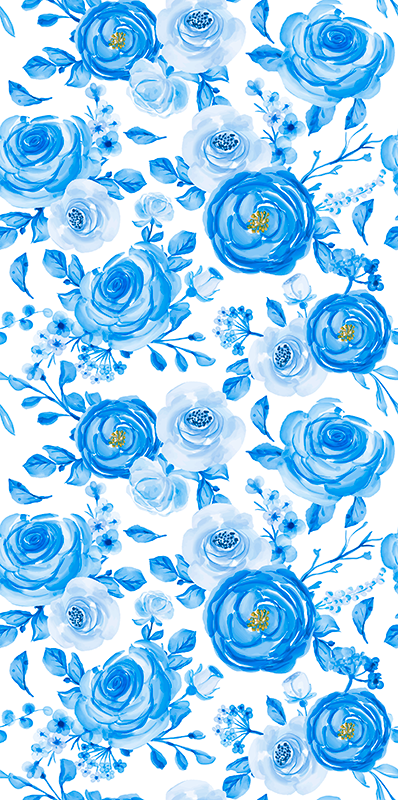 Nordic vinyl rug with blue clock flowers design - TenStickers
