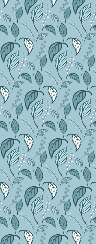 Nordic vinyl rug with blue leaf pattern design - TenStickers