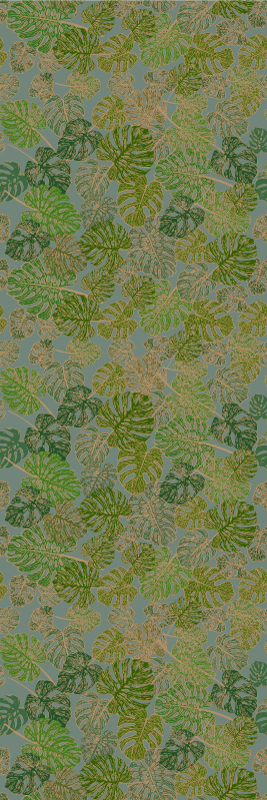 Nordic vinyl rug with japandi minimal monstera leaves - TenStickers