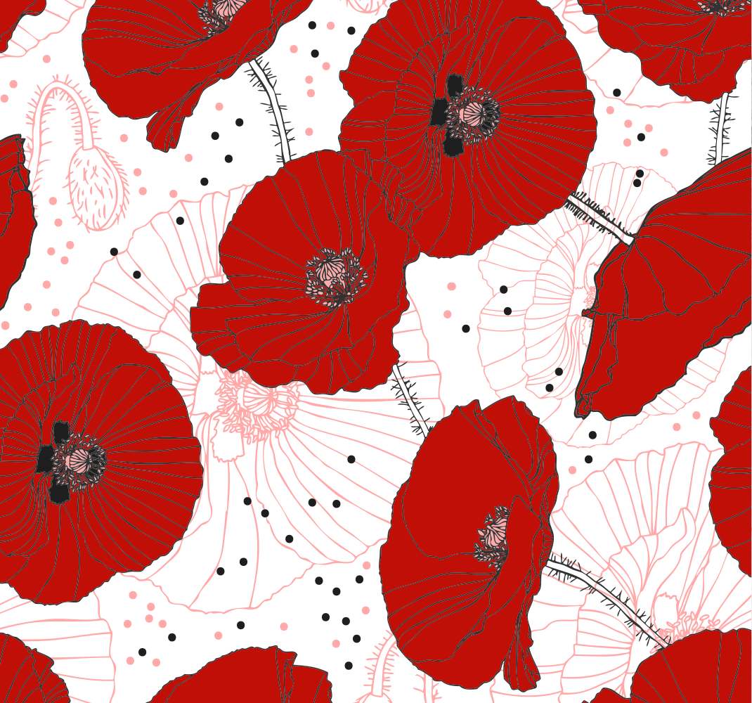 Nature vinyl rug with floral design and red flowers - TenStickers