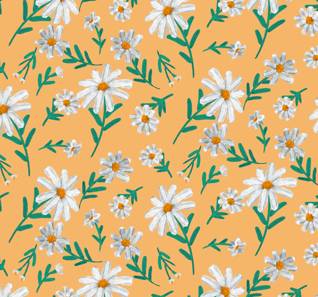 Nature vinyl rug with daisy flowers on yellow - TenStickers
