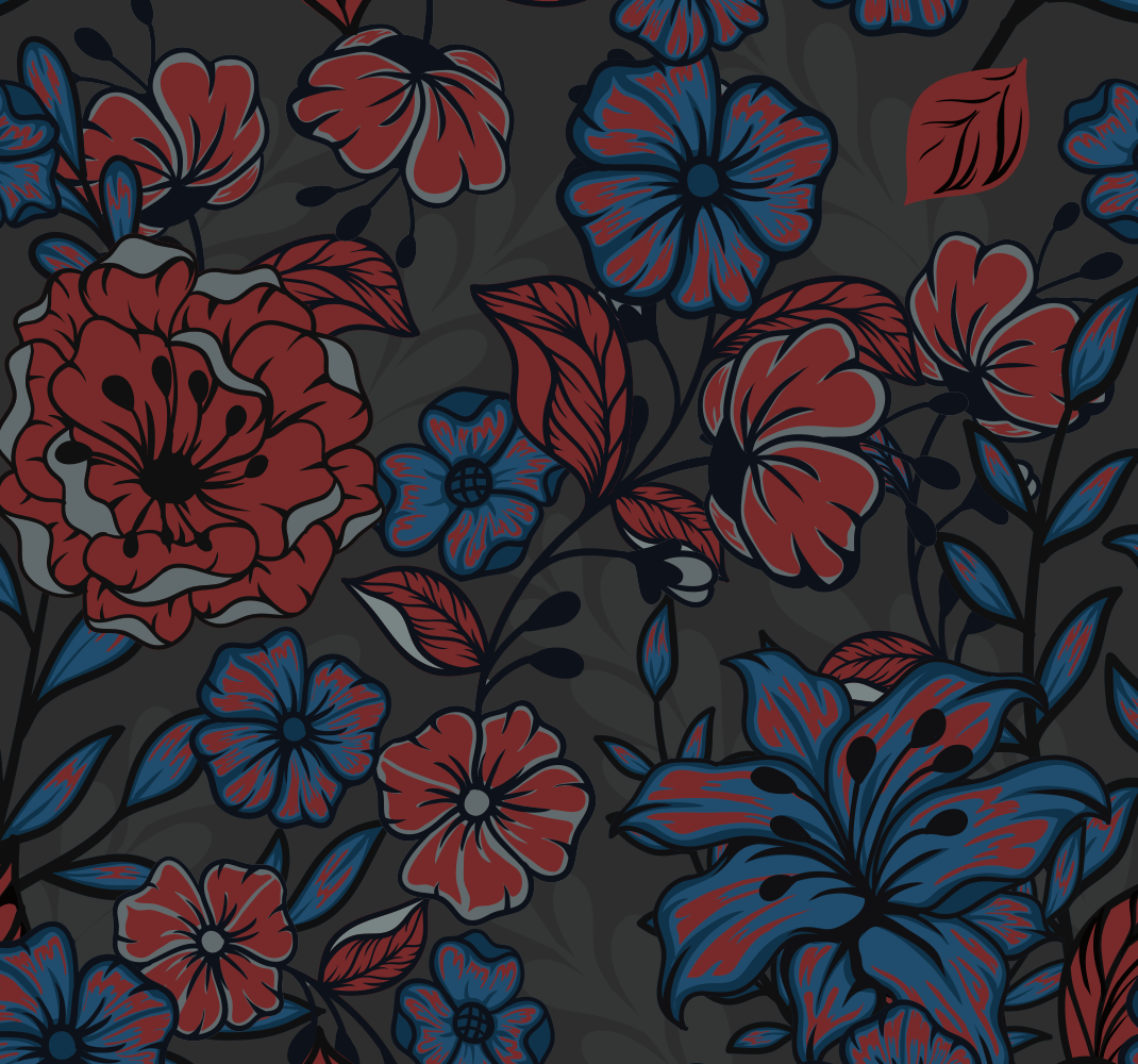 Nature vinyl rug with dark roses and leaves - TenStickers