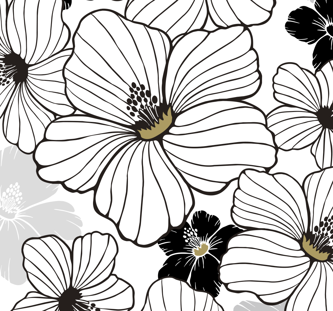 Nature vinyl rug with white hibiscus pattern - TenStickers