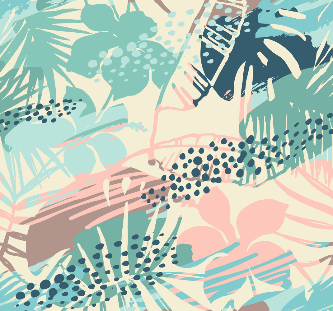 Nature vinyl rug with tropical plants and flowers - TenStickers
