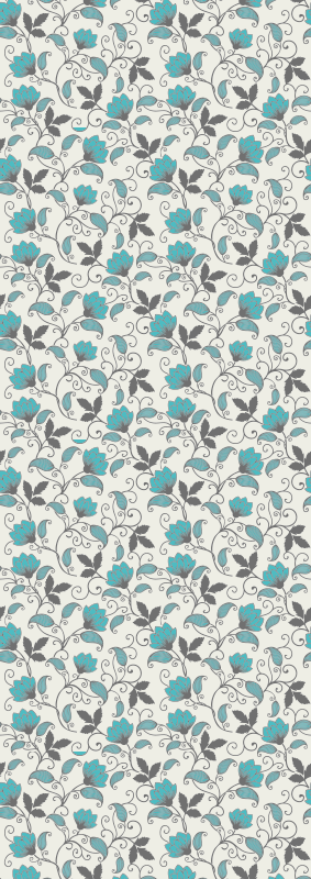 Nature vinyl rug in teal lotus flower design - TenStickers