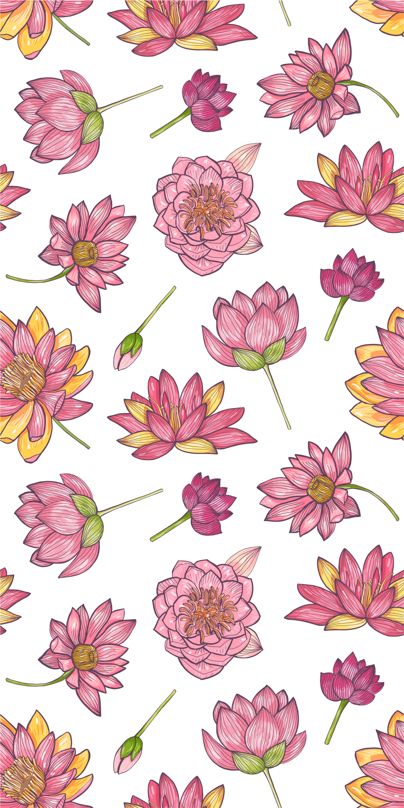 Nature vinyl rug with pink lotus flowers - TenStickers