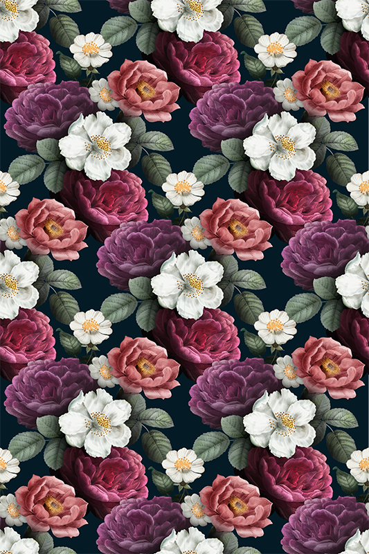 Nature vinyl rug with white floral petals design - TenStickers