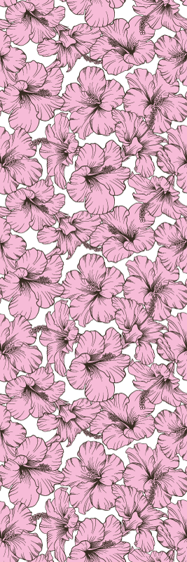 Nature vinyl rug pink hibiscus flower pattern - TenStickers