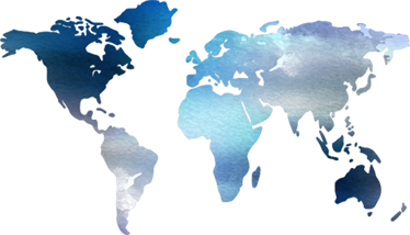 World map vinyl rug watercolor map in blue tones - TenStickers