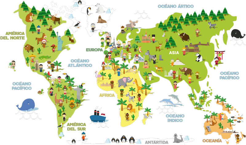 World map vinyl rug for kids of countries - TenStickers