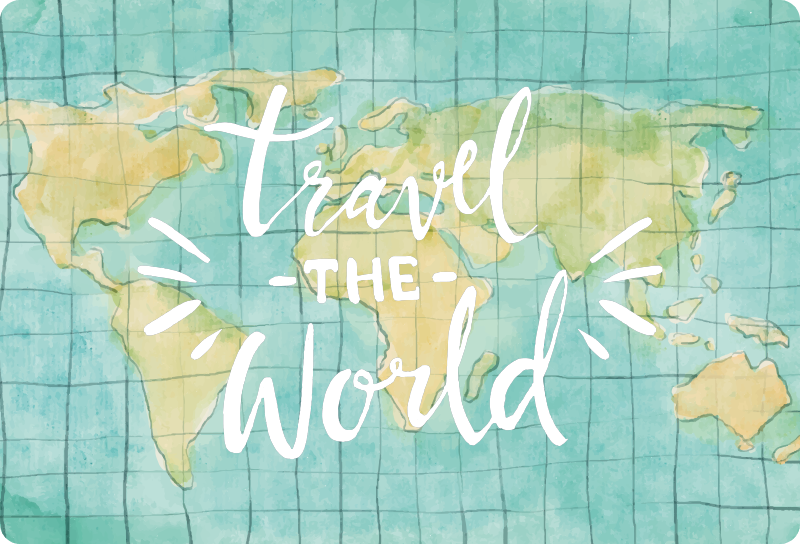 World map vinyl rug for exploring the globe - TenStickers