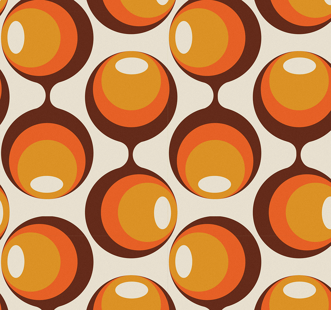 Vintage vinyl rug with semi-oblong 70's design - TenStickers