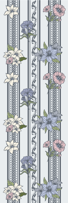 Vintage vinyl rug with floral vintage stripe design - TenStickers
