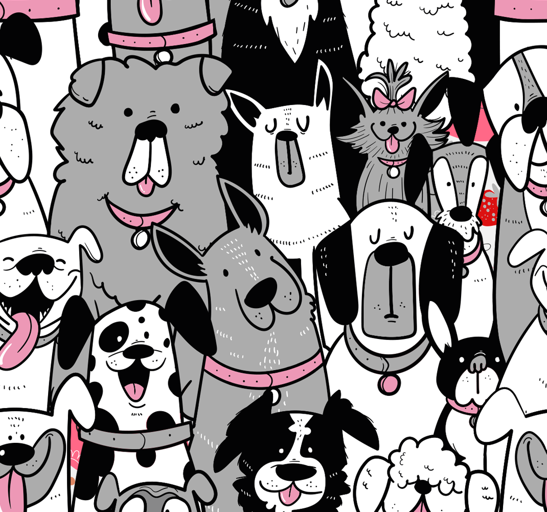 Animal vinyl rug kids wallpaper with dog outlines - TenStickers