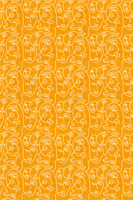 Textured vinyl rug with abstract orange women design - TenStickers