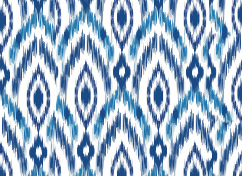 Textured vinyl rug in blue ikat pattern - TenStickers