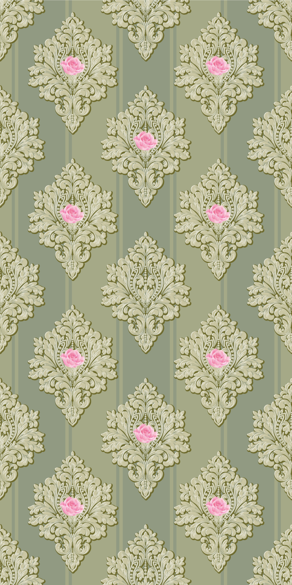 Vintage vinyl rug in french green vintage pattern - TenStickers