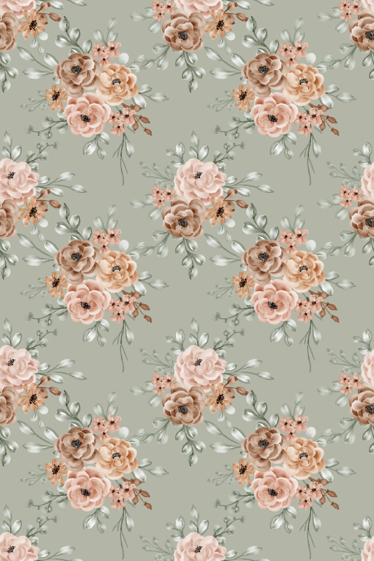 Vintage vinyl rug with vintage roses on mint green - TenStickers