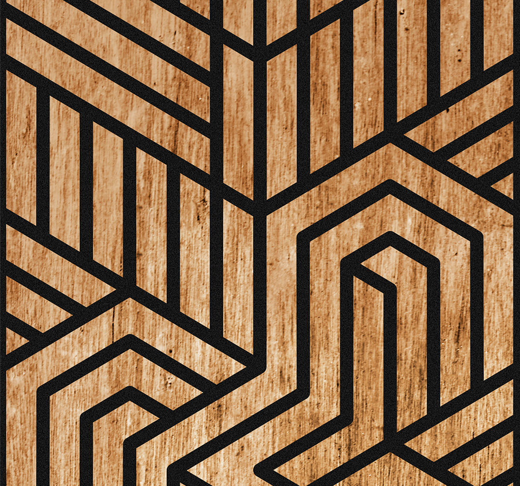 Textured vinyl rug in wooden geometric design - TenStickers