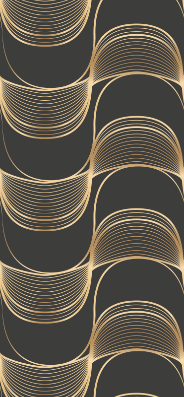 Vintage vinyl rug with golden wave art pattern - TenStickers