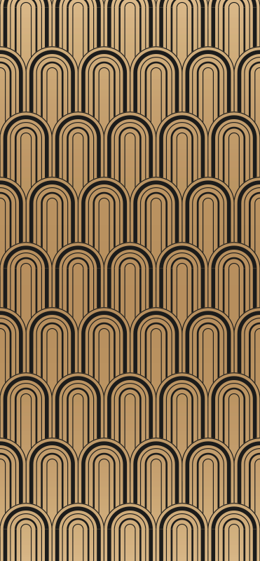 Vintage vinyl rug with golden arc design - TenStickers