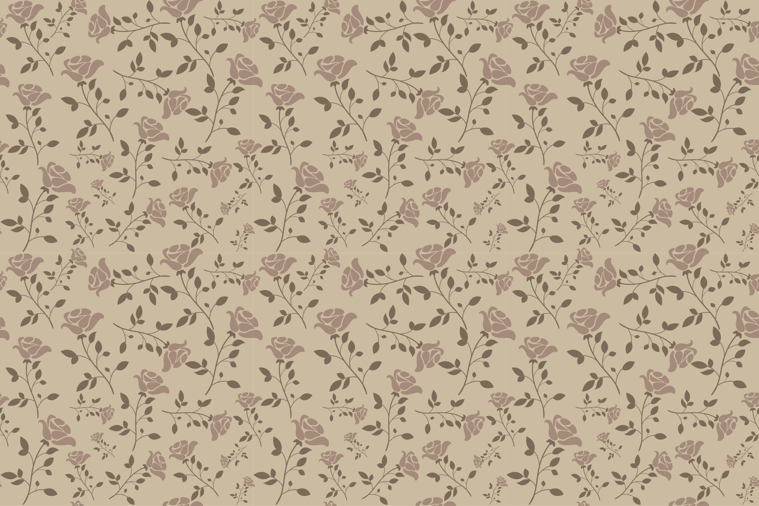 Vintage vinyl rug with brown vintage rose pattern - TenStickers