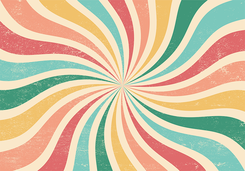 Vintage vinyl rug with vibrant retro burst design - TenStickers