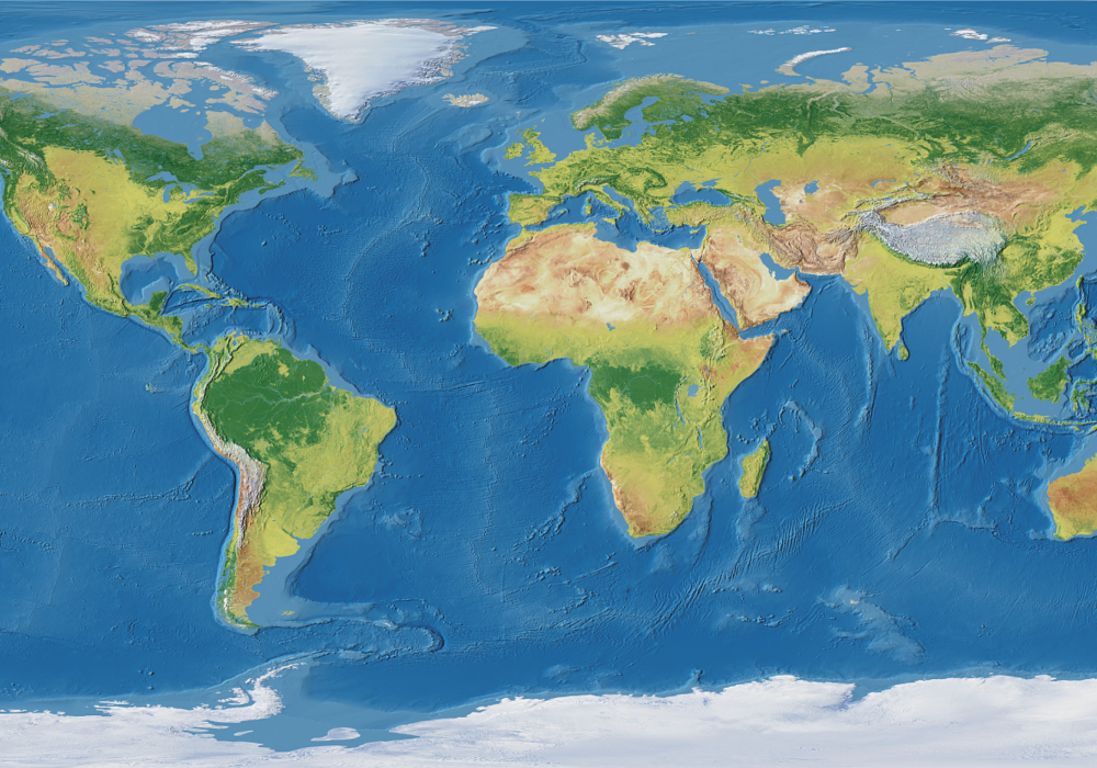 World map vinyl rug geographic realistic design - TenStickers