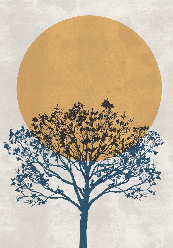 Flower vinyl rug tree at sunrise - TenStickers