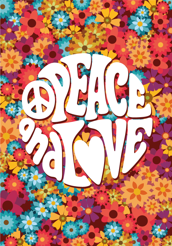 Flower vinyl rug peace and love - TenStickers