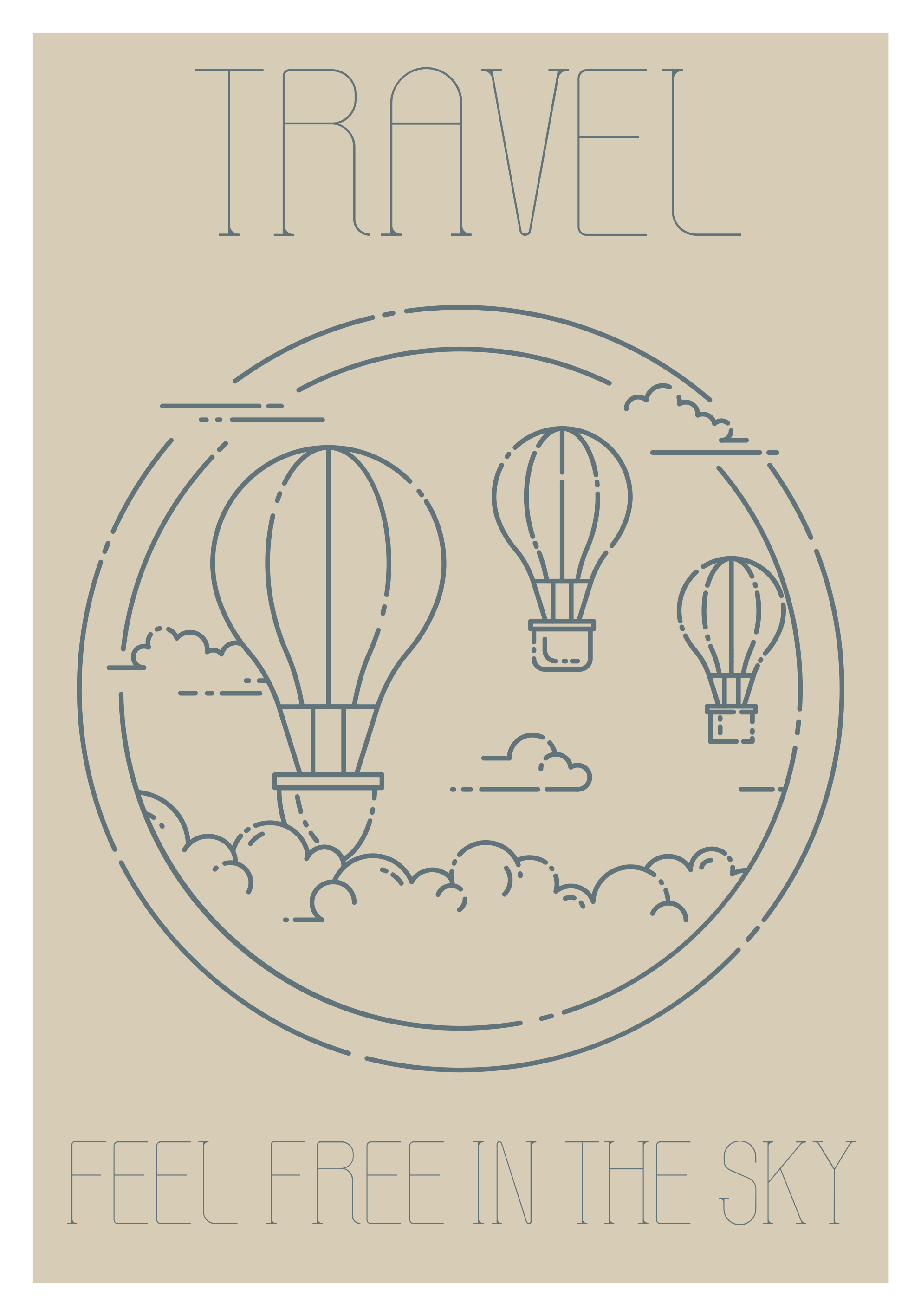 Custom vinyl rug minimalist hot air balloon design - TenStickers