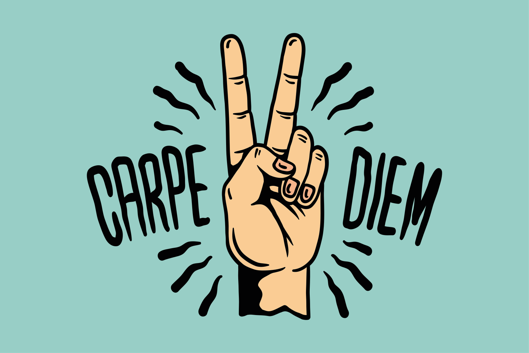 Custom vinyl rug carpe diem peace hand design - TenStickers