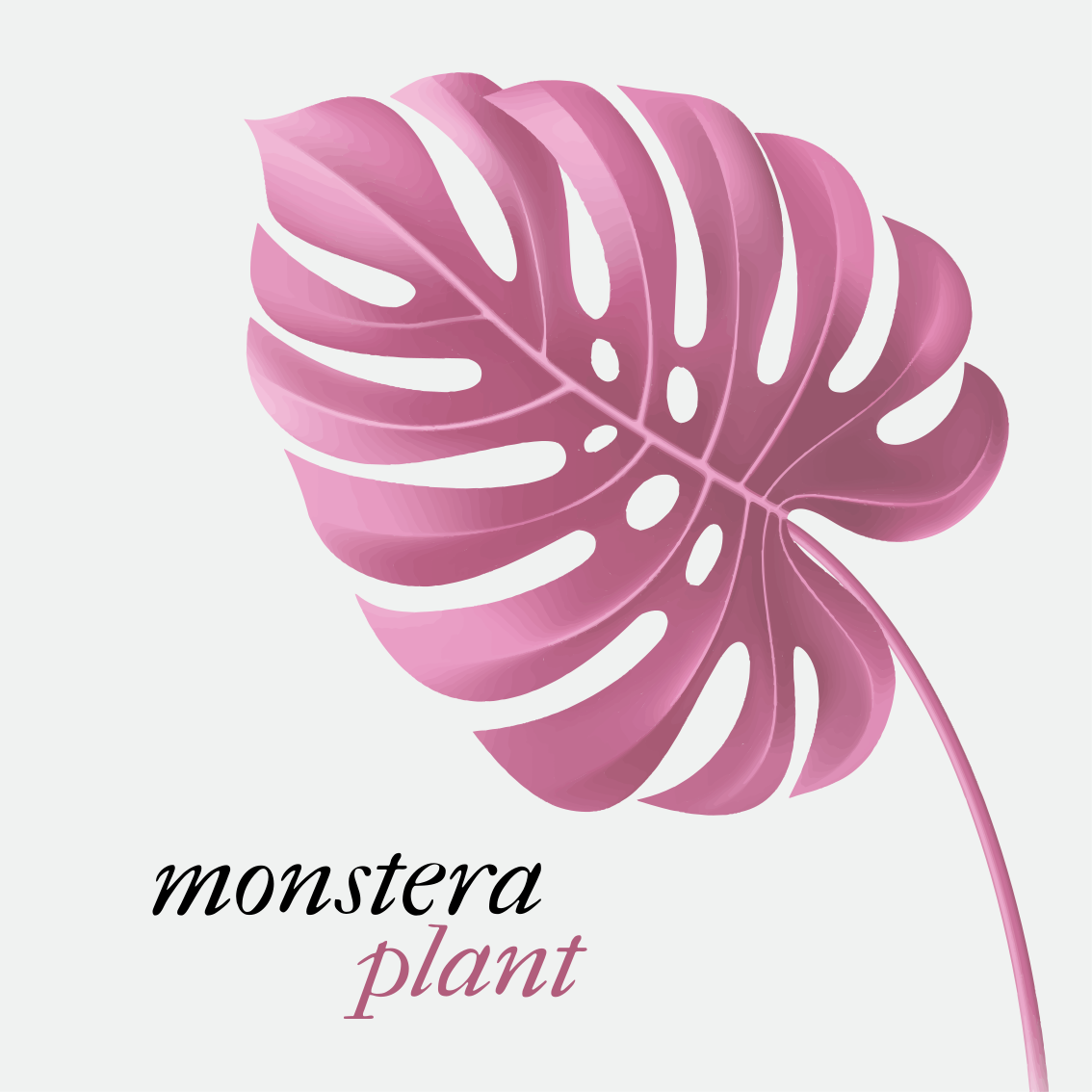 Custom vinyl rug in pink minimalist monstera style - TenStickers