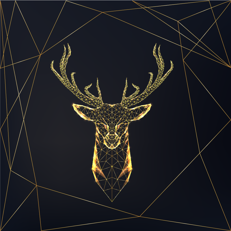Geometric vinyl rug with gold stag design - TenStickers
