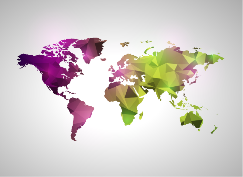Geometric vinyl rug geometric world map - TenStickers