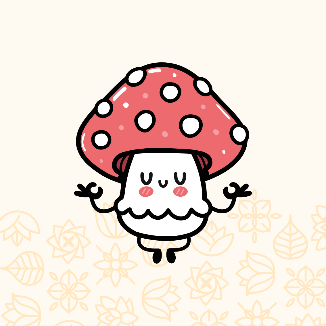 Kids vinyl rug with cute funny happy mushroom - TenStickers