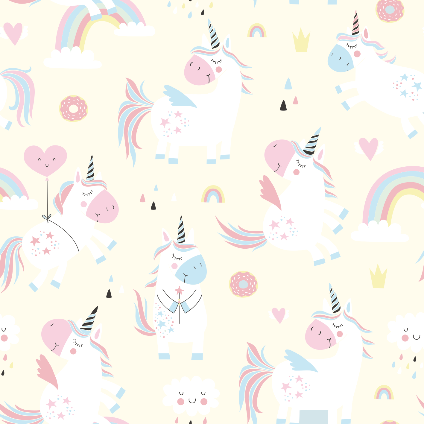 Kids vinyl rug featuring joyful unicorns in paradise - TenStickers