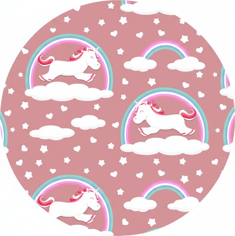 Kids vinyl rug featuring sweet unicorns and rainbows - TenStickers