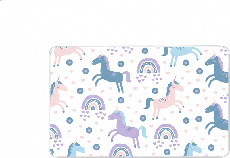 Kids vinyl rug with sweet pastel unicorn pattern - TenStickers