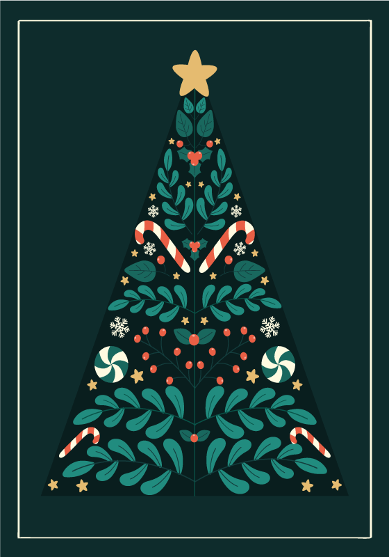 Christmas tree christmas vinyl rug - TenStickers