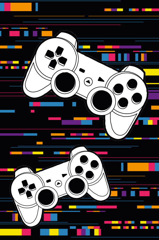 Gaming vinyl rug multicolor remote control - TenStickers
