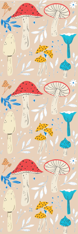 Living room vinyl rug classic mushrooms beige - TenStickers
