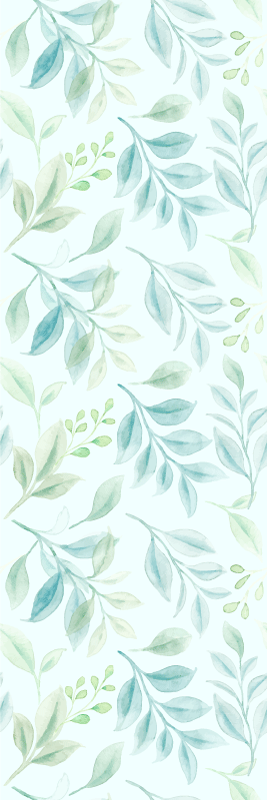 Living room vinyl rug with green thin leaves - TenStickers