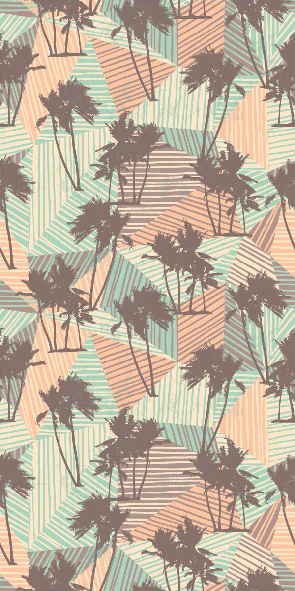 Living room vinyl rug with tropical palm triangles - TenStickers