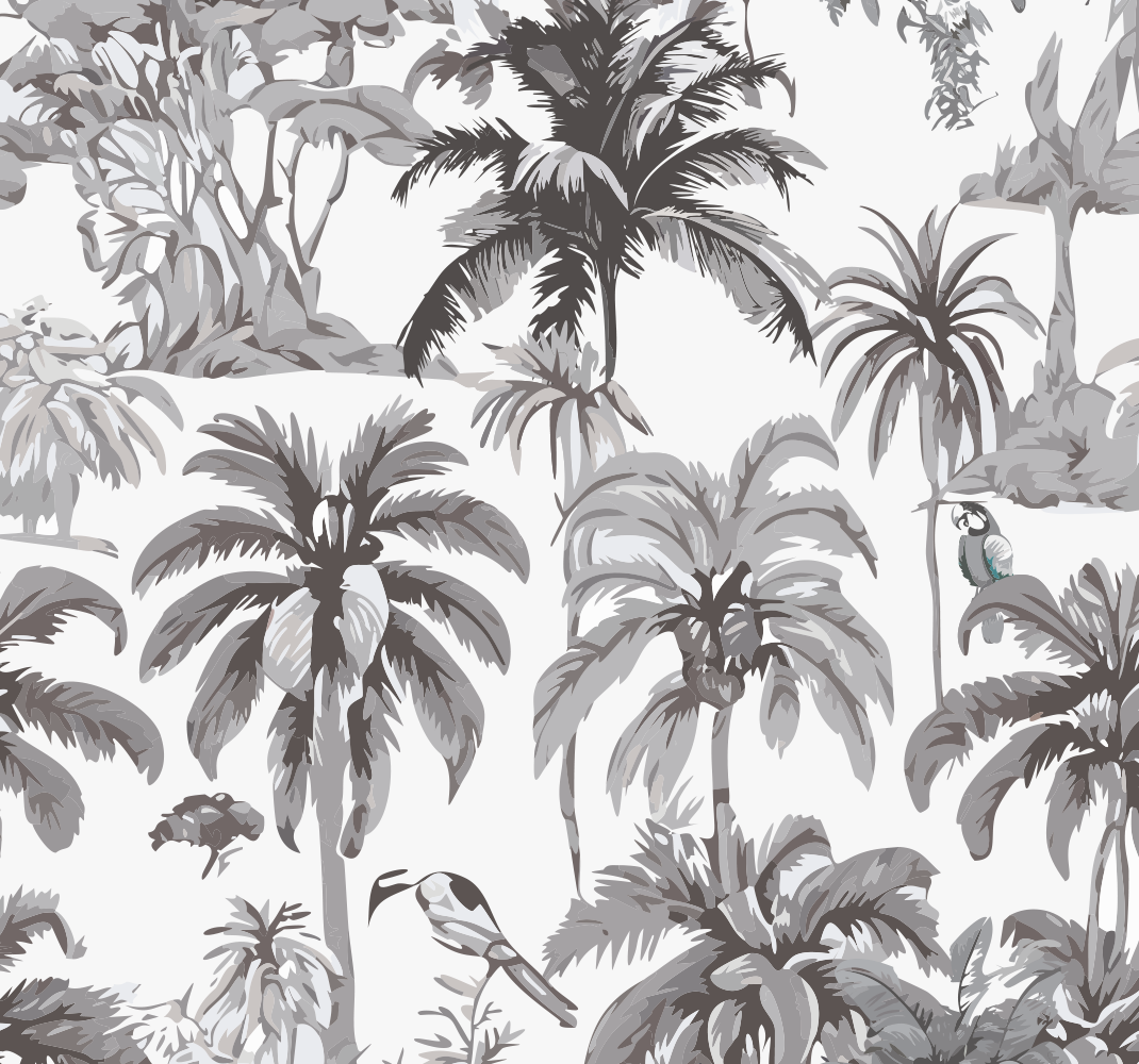 Gray vinyl rug with palm trees design - TenStickers