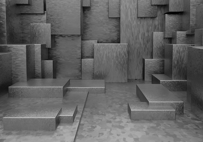 Gray vinyl rug geometric abstract blocks - TenStickers